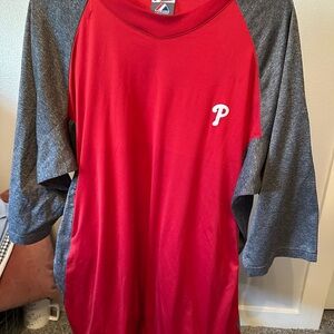 Philadelphia Phillies Majestic BP Raglan Red XL